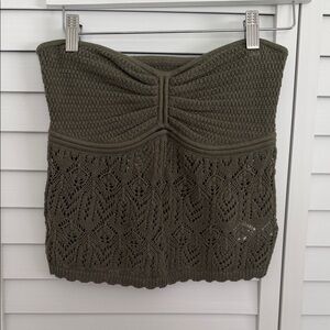 American Eagle Outfitters Olive Green Strapless Knit Top